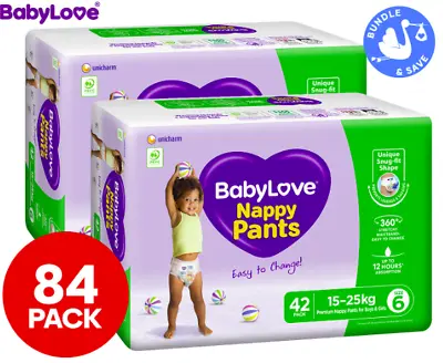 $79.99 • Buy New 2 X BabyLove Size 6 15-25kg Premium Nappy Pants 42pk [84 Nappies]