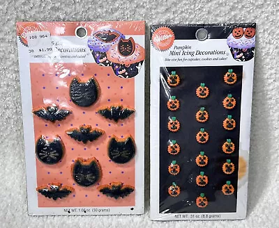 Vintage NOS 1994 Wilton Miniature Halloween Cake Candies Pumpkin Bat Cat ￼ • $16.49