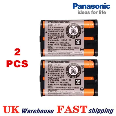 2pc Panasonic HHR-P107 3.6V NiMH Cordless Phone Replacement Rechargeable Battery • £9.99