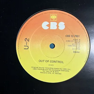 U2 U-2 OUT OF CONTROL Vinyl Record CBS 12-7951 12  45 Rpm Single LP MISPRINT • $87