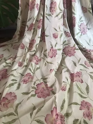 £39.99 • Buy Sanderson Cotton Curtains Country Cottage Floral Roses Pink Green 66” W X 73” L
