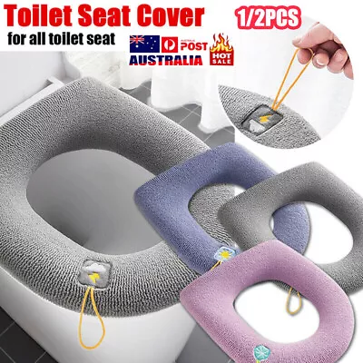 Soft Toilet Seat Bathroom Washable Warmer Cushion Mat Cover Pad Hook NEW Lid HVN • $11.96