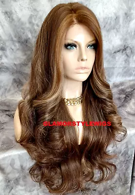Lace Front Full Wig Long Wavy Layered Golden Brown Mix Heat Ok Nwt • $79.84