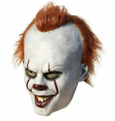 Latex Clown IT Mask Pennywise Halloween Cosplay Fancy Dress Costume Stephen UK • £10.99