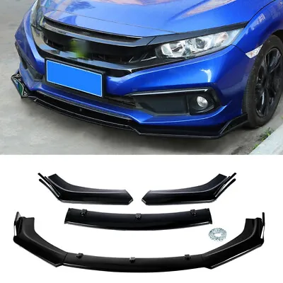 For Honda Civic Sedan Hatchback 2016-2020 Glossy Black Front Bumper Spoiler Lip • £35.99