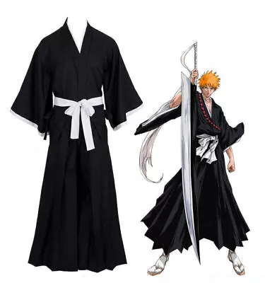 Trend Bleach Costume Kurosaki Ichigo Robe Cloak Coat Japanese Anime Cosplay • £23.59