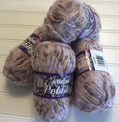 NEW Lot Of 4 Skeins Patons PEBBLES Super Bulky YARN Pink Marble Wool Blend NIP • $10.40