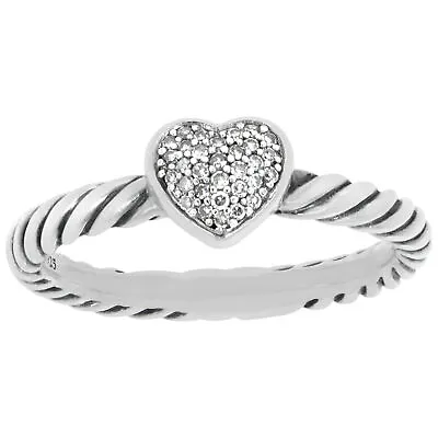 David Yurman Diamond Sterling Silver Petite Pave Heart Ring- Size 4.75. • $364