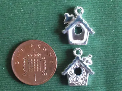 10 Bird House Charms - Bright Silver - Gardening Nesting Box Nature • £2.95