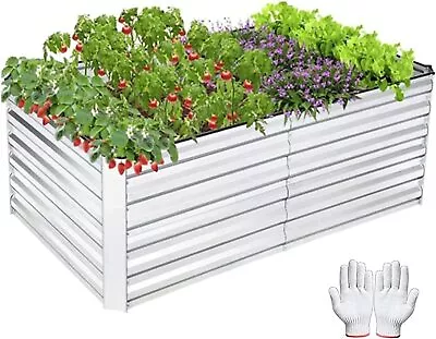 Galvanized Raised Garden Bed Outdoor Large Heavy Metal Planter Box Flowers Herbs • $119.99