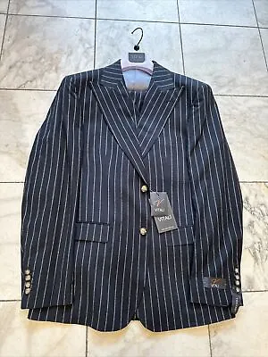 NWT VITALI Vested  Men's Modern Multi Color Black Striped Suit  Size 44R • $169