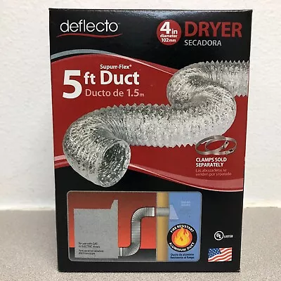 Deflect-O Supurr-Flex 5 Ft. L X 4 In. D Silver Aluminum Dryer Transition Duct • $9.79