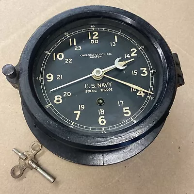 Vintage Chelsea Clock Co US Navy Ship Boat Clock WWII Bakelite Works Clean! • $350