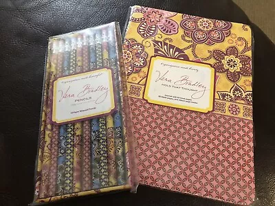 New Vera Bradley Hold That Thought Bali Gold Journal Book And 10 Pencil Set • $17.50