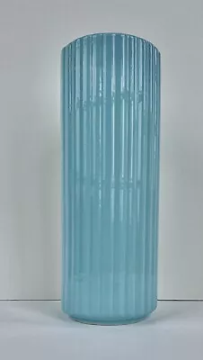 TALL Vintage SKY BLUE Vase Ribbed Fluted ALAMO POTTERY Ceramic San Antonio # 703 • $125