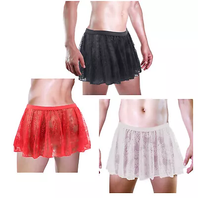 US Mens Cross-Dressing Bikini Sissy Floral Nightwear Party Lace Skirt Pleated • $4.59