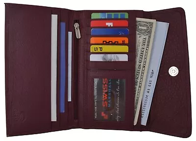 Leather Trifold Wallet For Women With Removable Checkbook Holder RFID Blocking • $19.99