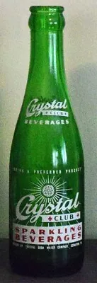 Vintage 1950-60's Crystal Club Soda ACL 7oz Green Bottle - Scranton PA • $7.99
