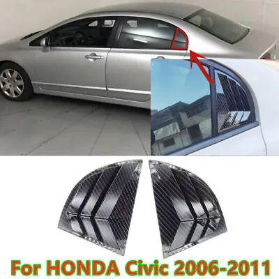 Carbon Fiber Side Vent Window Scoop Louver Cover Trim For HONDA Civic 2006-2011 • $22.86