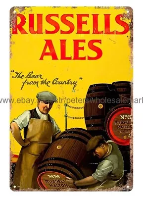 Russels Ales Beer Bar Table Diner Metal Tin Sign Bedroom Styles Dorm Room • $18.98