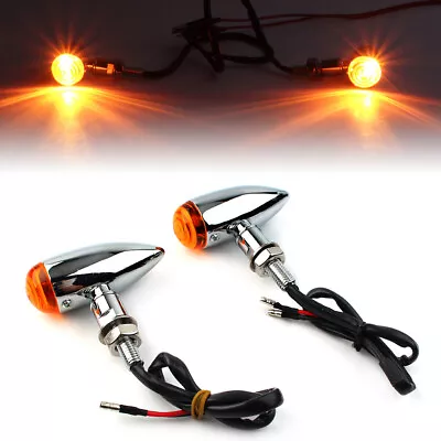 LED Mini Motorcycle Turn Signal Lights Cruiser Chopper Custom Chrome • $21.69