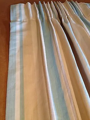£595 • Buy Laura Ashley Awning Stripe Duck Egg Curtains Hand Sewn Made To Measure