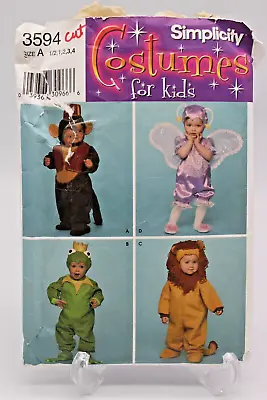 3594 Simplicity Sewing Pattern Toddler Costumes Frog Lion Angel Monkey • $8.99