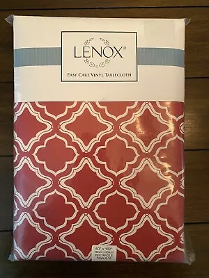 Lenox Easy Care Vinyl Tablecloth 60” X 102” Red And White • $8.99