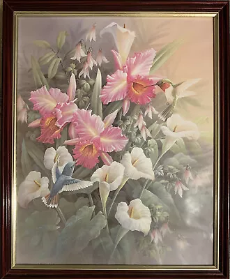 T.C. Chiu - “Hummingbirds & Lilies” FRAMED  18x22 Art Print Painting • $40