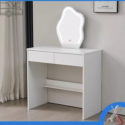 White Modern Dressing Table Vanity Makeup Desk With 2 Drawers LED Mirror Bedroom • $129
