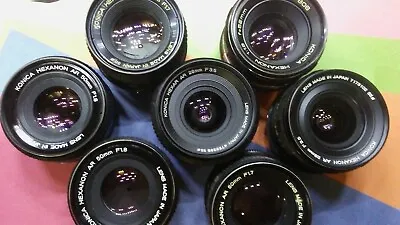 $20 • Buy Konica Manual Focus Lenses EE AR Mount 28mm 50mm 135mm 1.4 1.7 2.8