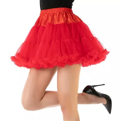 Red Thick Dance TUTU Skirt Burlesque Fancy Dress Costume Ladies Halloween Outfit • £12.99