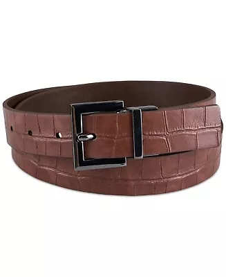 Inc International Concepts Mens Faux-Leather Reversible Crocodile Embossed Belt • $10.99