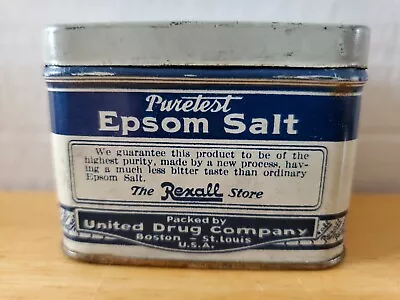 Vintage Puretest Epsom Salt United Drug Company 3oz Tin The Rexall Store • $7.99