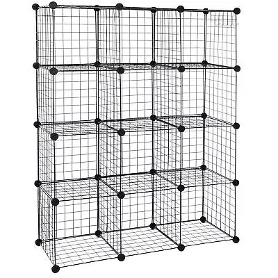 12-Cube Bookshelf Wire Cube Storage Organizer Storage Shelf Storage Bins Modular • $38.58