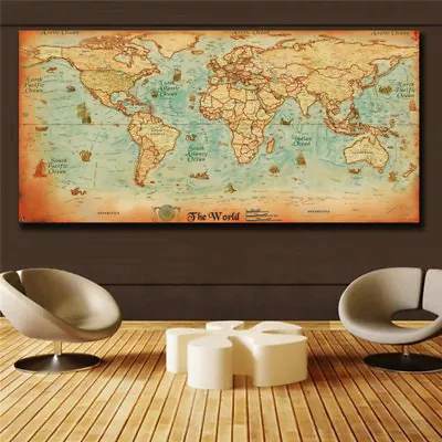 The Old World Map Large Vintage Style Retro Paper Poster Home Decor  (31x63) • $4.90