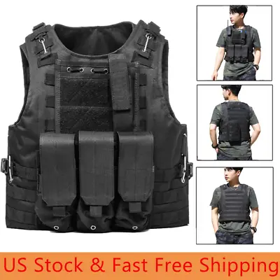 Military Tactical Vest Plate Carrier Holster Police Molle Assault Combat Gear US • $35.99