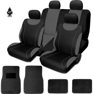 For VW New Black And Grey Cloth Car Truck Seat Covers With Mats Full Set • $45.20