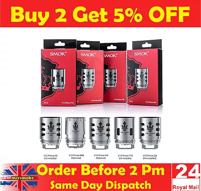 Smok Prince Coils TFV12 M4 Q4 T10 Mesh Strip Max Dual Triple V12 Vape P-Tank PK3 • £8.95