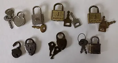 8 Vtg Miniature Lock & Key Toy Bank Silver Gold Tone Heart Metal Lot • $36.99