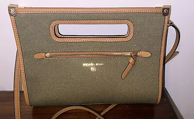 Michael Kors- Jane Large Cotton Canvas Clutch- Olive Multi • $128