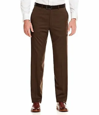 Hart Schaffner Marx Mens New $95 Expander UNHEMMED Dress Pants 48R 48w Dk Brown • $56.99