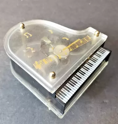 Vintage Acrylic Miniature Grand Piano Music Box - Tested Works  Made Hong Kong • $26.78