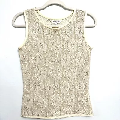 Vintage Mark Eisen Lace Sleeveless Top Ivory Size Small • $44