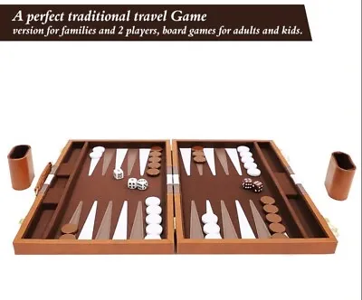 Backgammon Board Briefcase Game Gift Idea Leather • $79.99