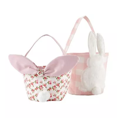 Mud Pie E2 Easter Baby Girl Pink Gingham Rose Bunny Basket 2pc Set 10130038 • $22.49