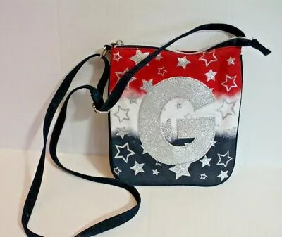 Justice Girl's USA Silver Glitter Stars Initial Letter G Purse Shoulder Bag EUC • $10