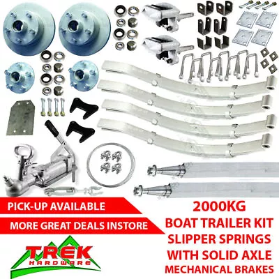 $890 • Buy 2000KG Rated Tandem Solid Axle Kit Boat Trailer Slipper Springs Mechanical Disc