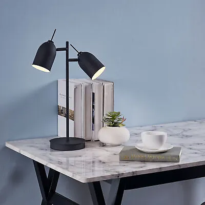Home Modern Mason Table Lamp & Spotlights Adjustable Standing Desk Light Black • £90.99