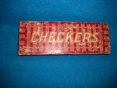 Vintage Halsam American Checkers 24 Pieces Embossed Wooden Set  • $8